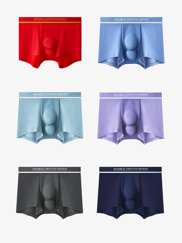 2 Pack Men's Ultra-Soft Modal Double Supportive Pouch Skin-Friendly Soft Trunks