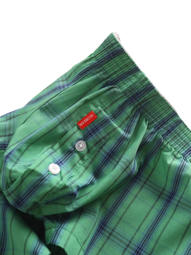 2 Pack Men's Cotton Plaid Boxers with 3D U-Pouch and Button Fly