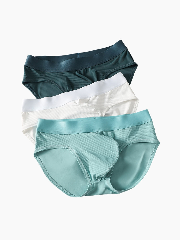 3 Pack Men's Solid Color Large U-Pouch Sporty Cut Odor-Resistant Soft Briefs