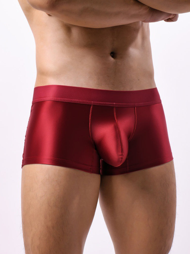 Men's Wide Elastic Waistband Solid Color Enhancing Pouch Trunks