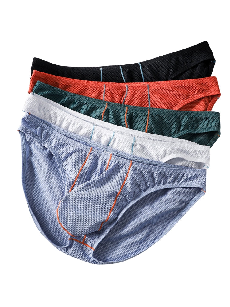 4 Pack Men's Low-Rise Textured Solid Briefs with Enhanced Pouch