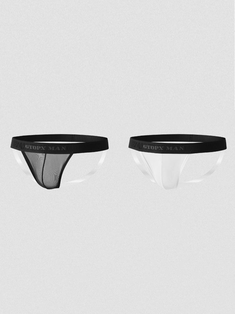 2 Pack Men's Stay-Put Fit Silky Touch Skin-Friendly Chafe-Free Design Jockstrap