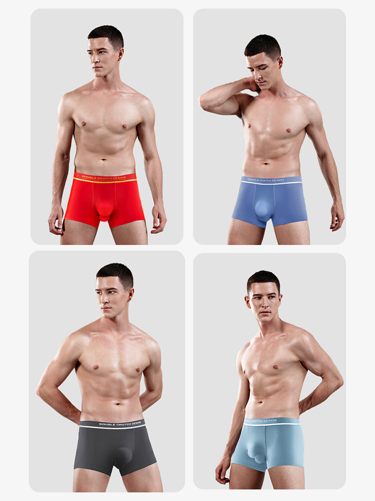 2 Pack Men's Ultra-Soft Modal Double Supportive Pouch Skin-Friendly Soft Trunks