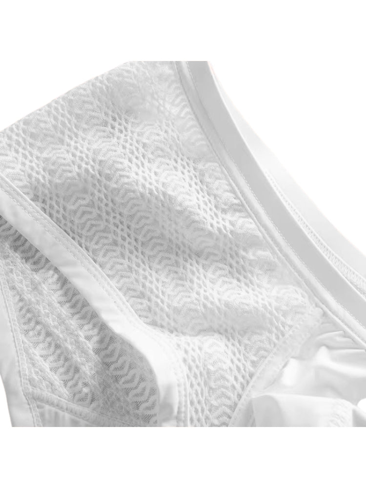 2 Pack Men's Sexy Semi-Sheer Lace Mesh Trunks with Contoured U-Pouch