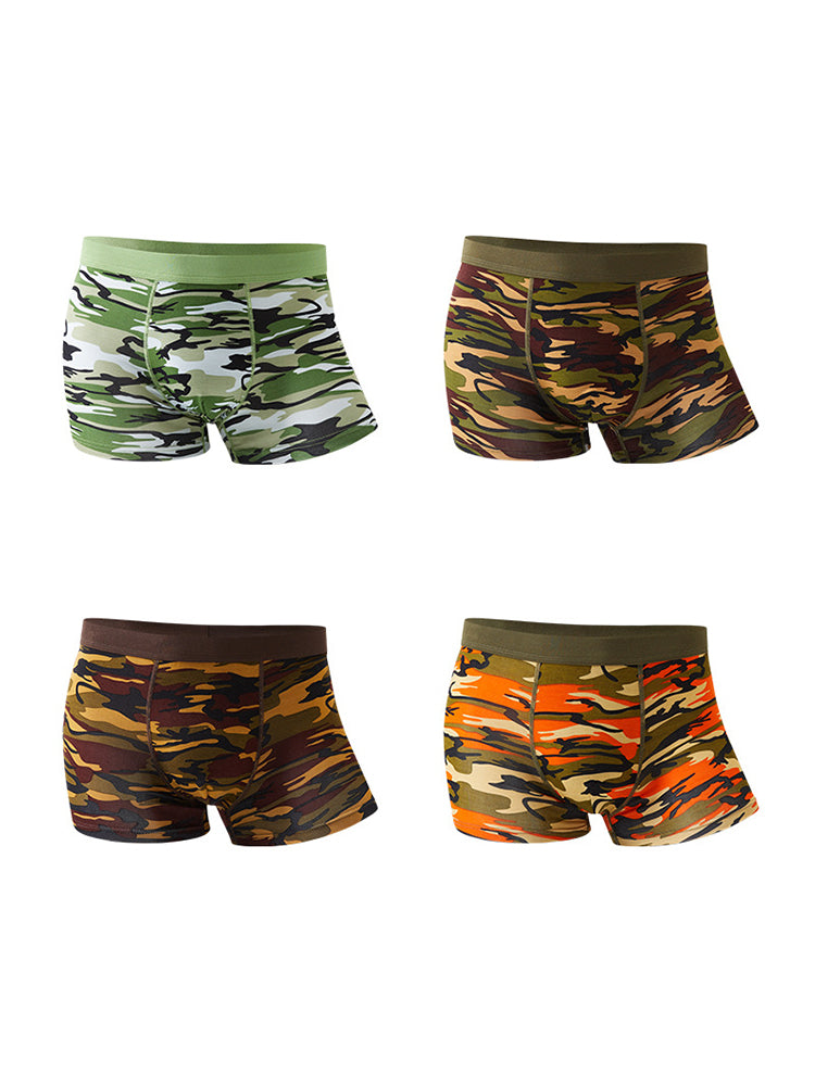 4 Pack Men's Breathable Recycled-Fiber Camo Trunks