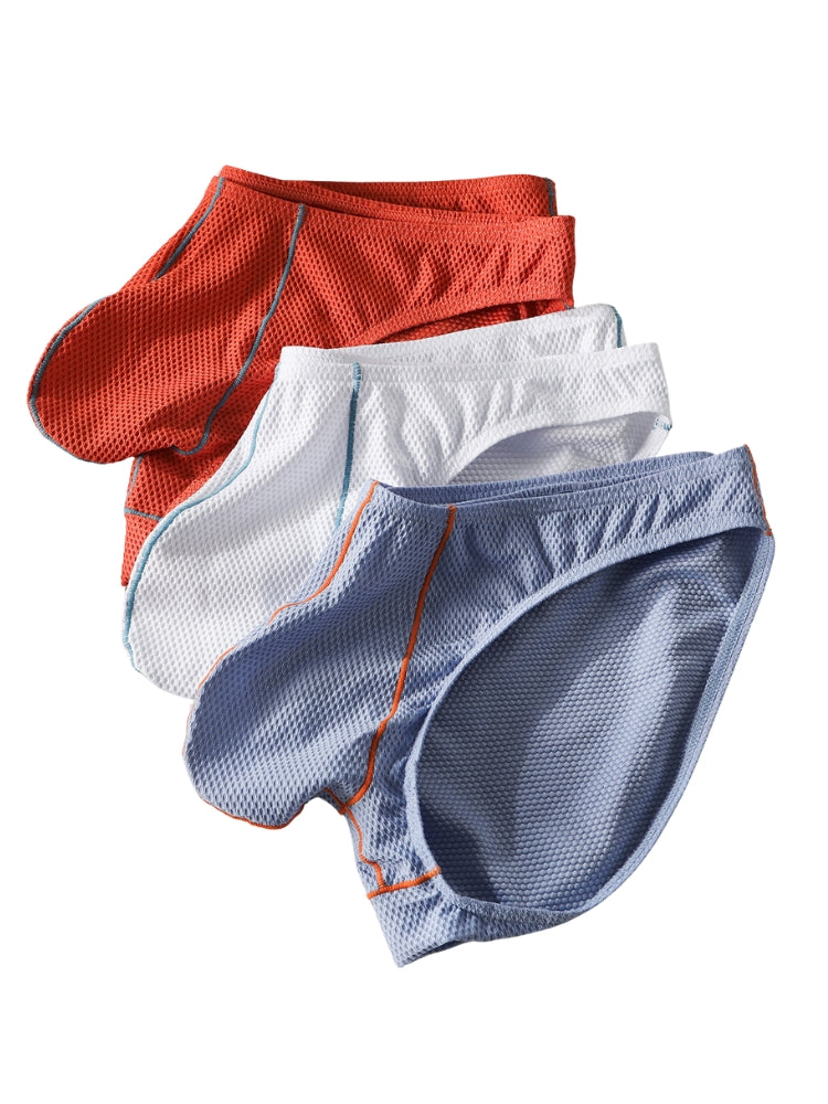4 Pack Men's Low-Rise Textured Solid Briefs with Enhanced Pouch