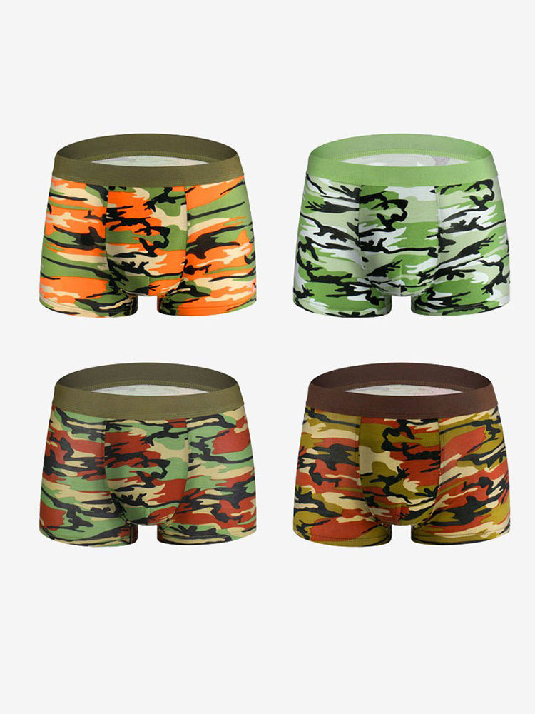 4 Pack Men's Breathable Recycled-Fiber Camo Trunks