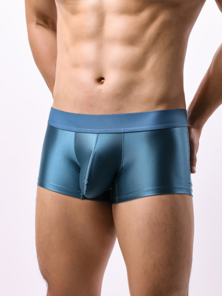 Men's Wide Elastic Waistband Solid Color Enhancing Pouch Trunks