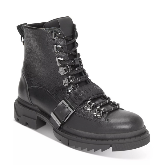 Tumbled Leather Top Buckle Strap Boots