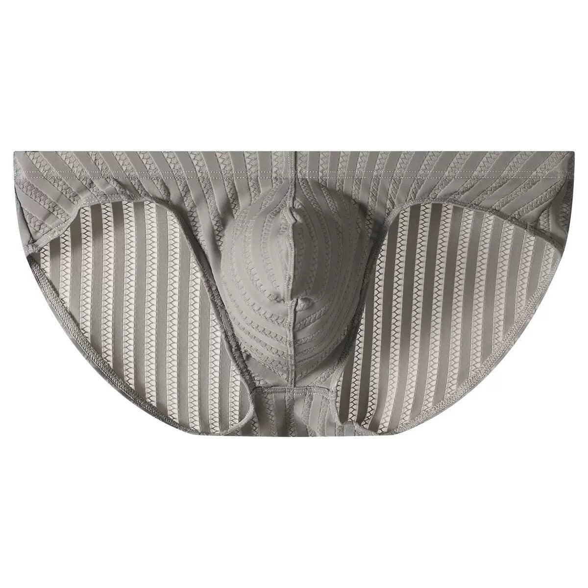 Men's Low-Rise Striped Ice Silk Briefs with Sexy U-Bulge Pouch