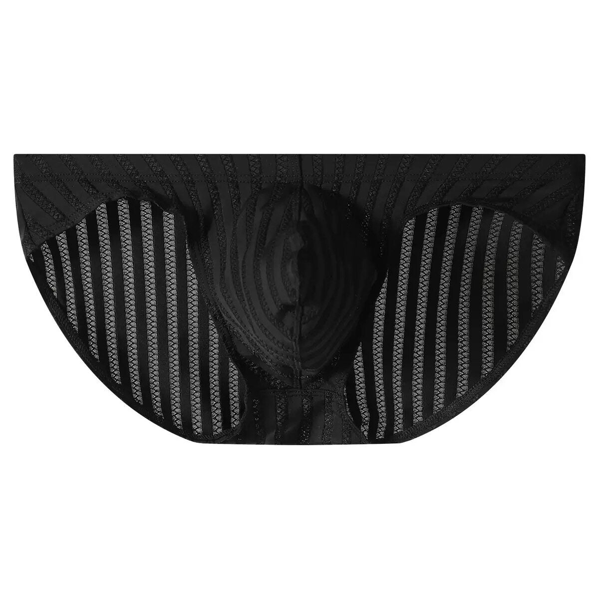 Men's Low-Rise Striped Ice Silk Briefs with Sexy U-Bulge Pouch