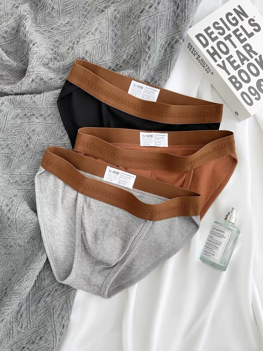 Men's Low-Rise Ribbed Cotton Breathable U-Pouch Athletic Briefs