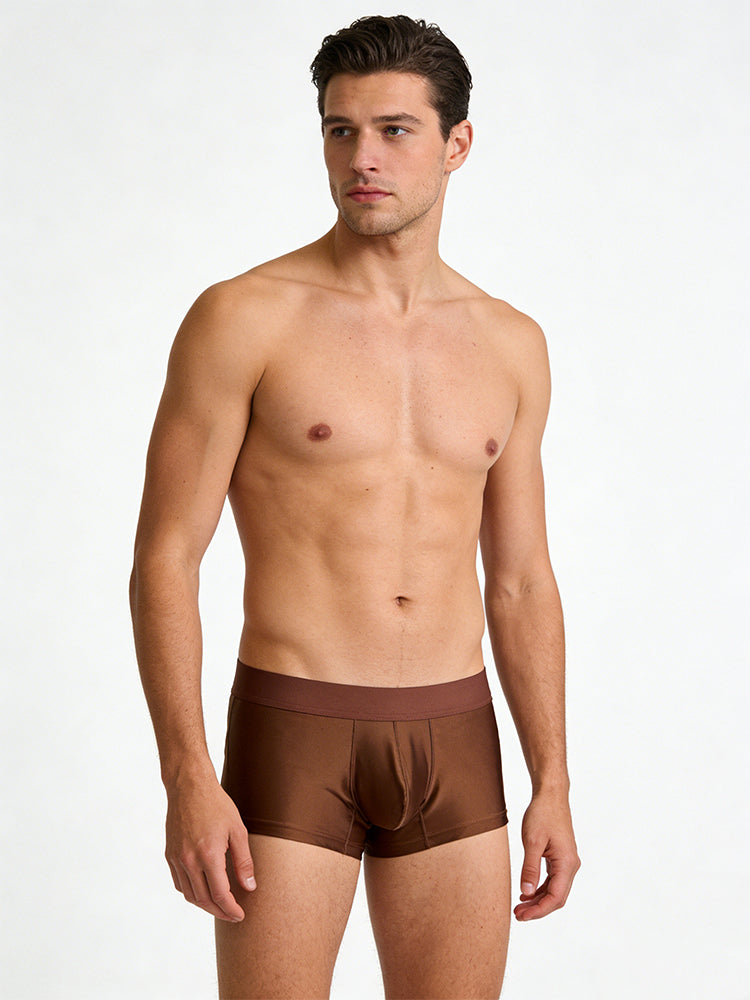 Men's Wide Elastic Waistband Solid Color Enhancing Pouch Trunks