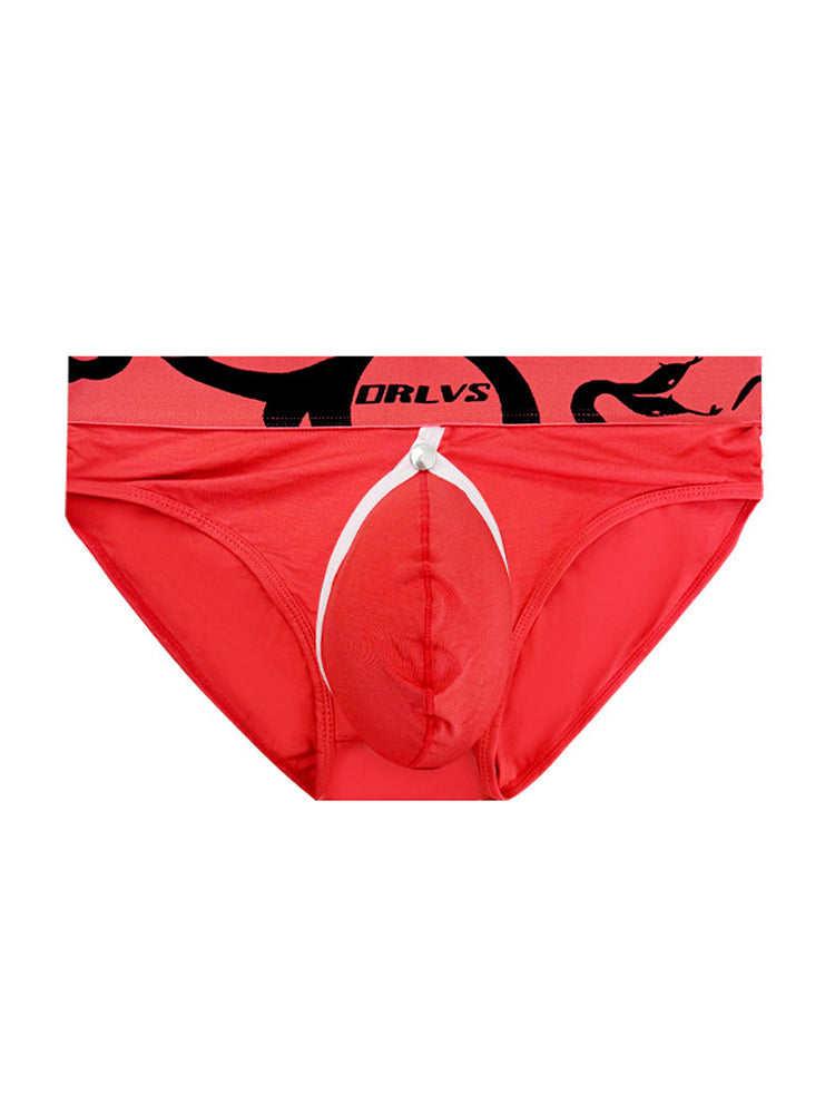 2 Pack Men's Detachable Pouch Open-Crotch Breathable Modal Soft Briefs