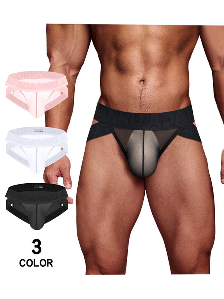 2 Pack Men's Sexy Odor-Control Stretch Fit Semi-Transparent Sporty Cut Bikini