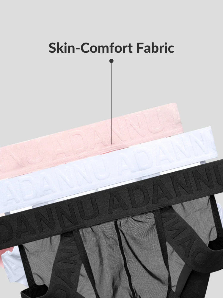 2 Pack Men's Sexy Odor-Control Stretch Fit Semi-Transparent Sporty Cut Bikini