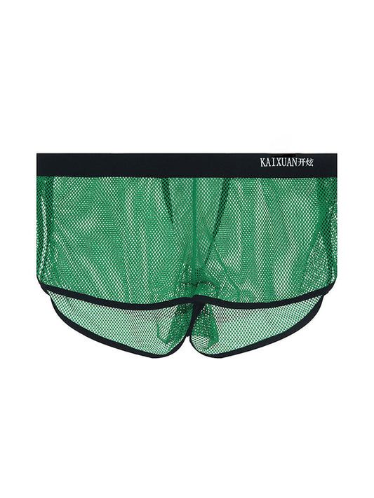 2 Pack Men's Mesh Breathable Solid Color Low-Rise Quick-Dry Fabric Boxers