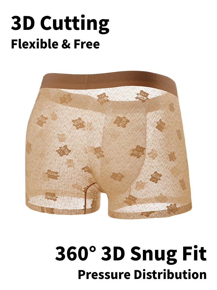 Men's 3D Pouch Vintage Lace Jacquard Mulberry Silk Breathable Trunks