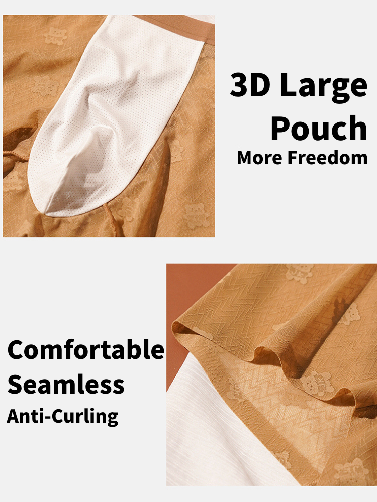Men's 3D Pouch Vintage Lace Jacquard Mulberry Silk Breathable Trunks