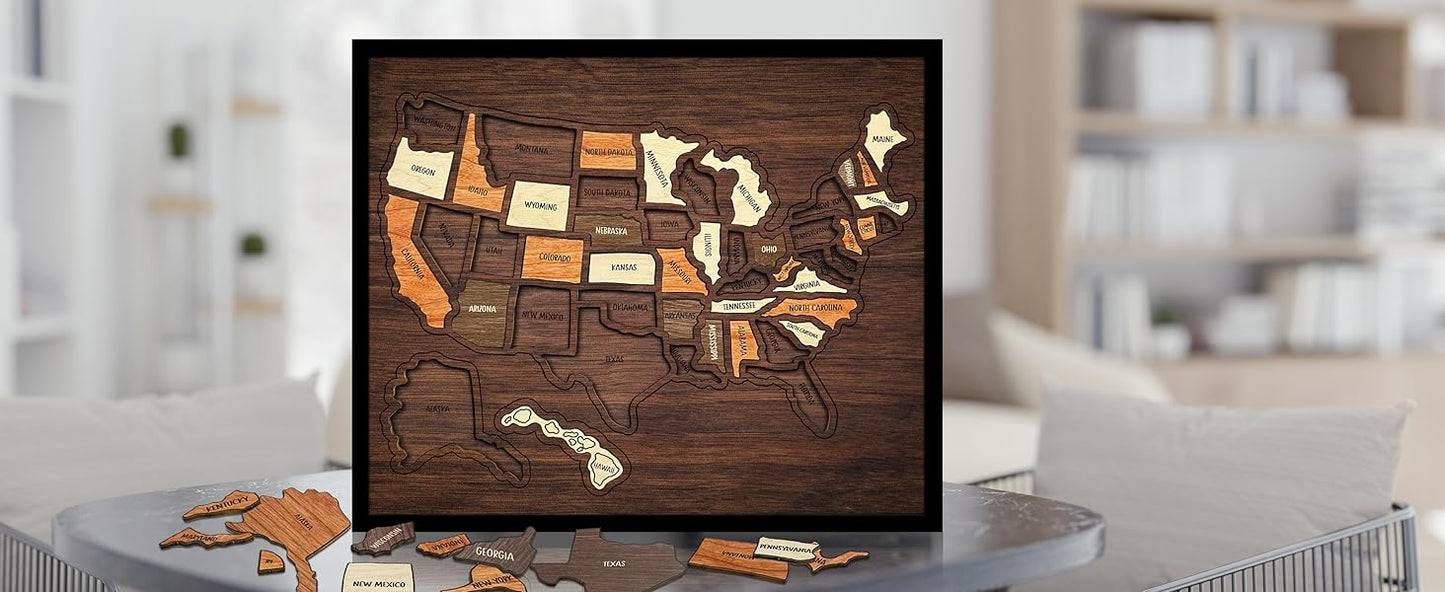 US Wooden USA Travel Map Puzzle