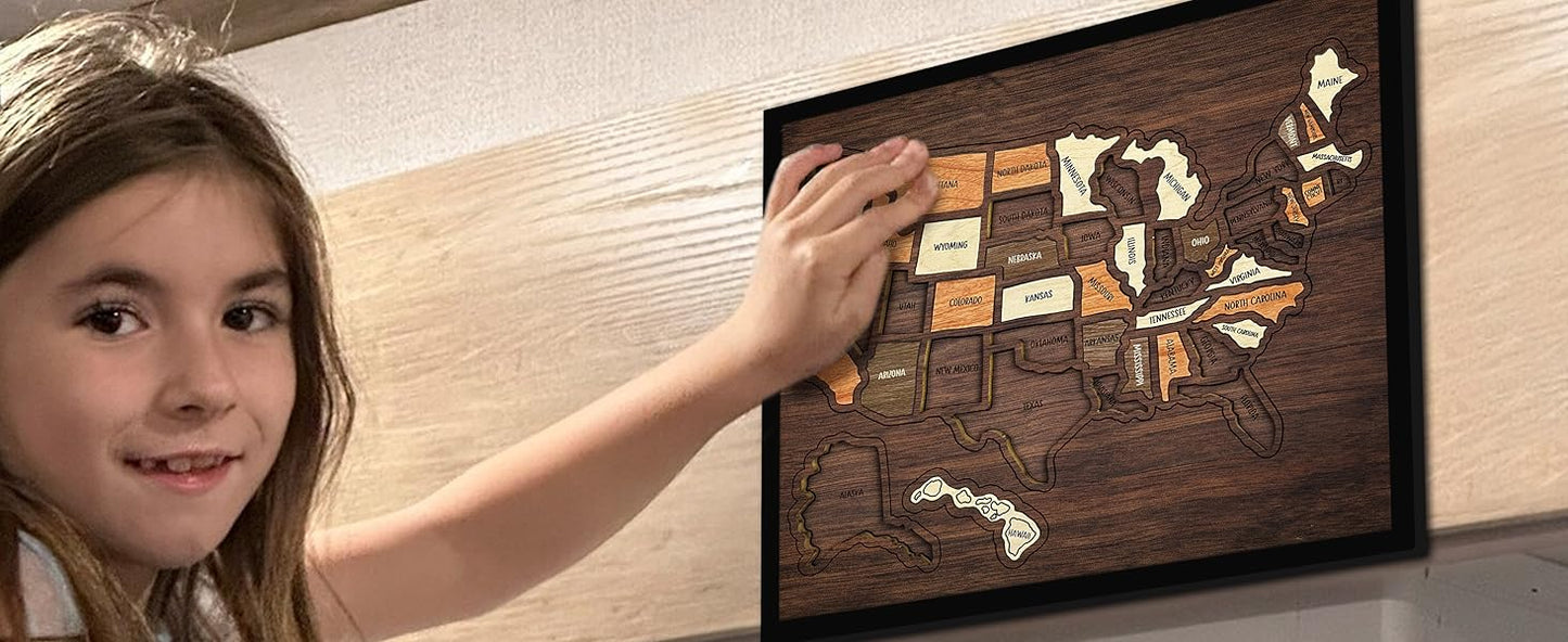 US Wooden USA Travel Map Puzzle