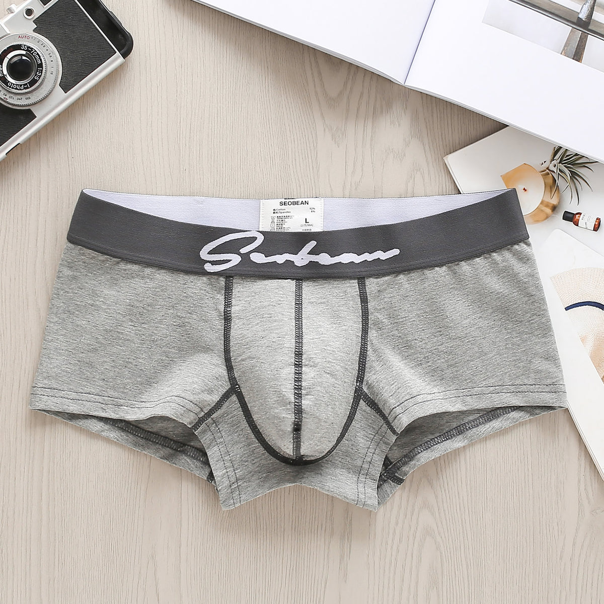Men's Breathable Cotton Low Waist Boxer Briefs