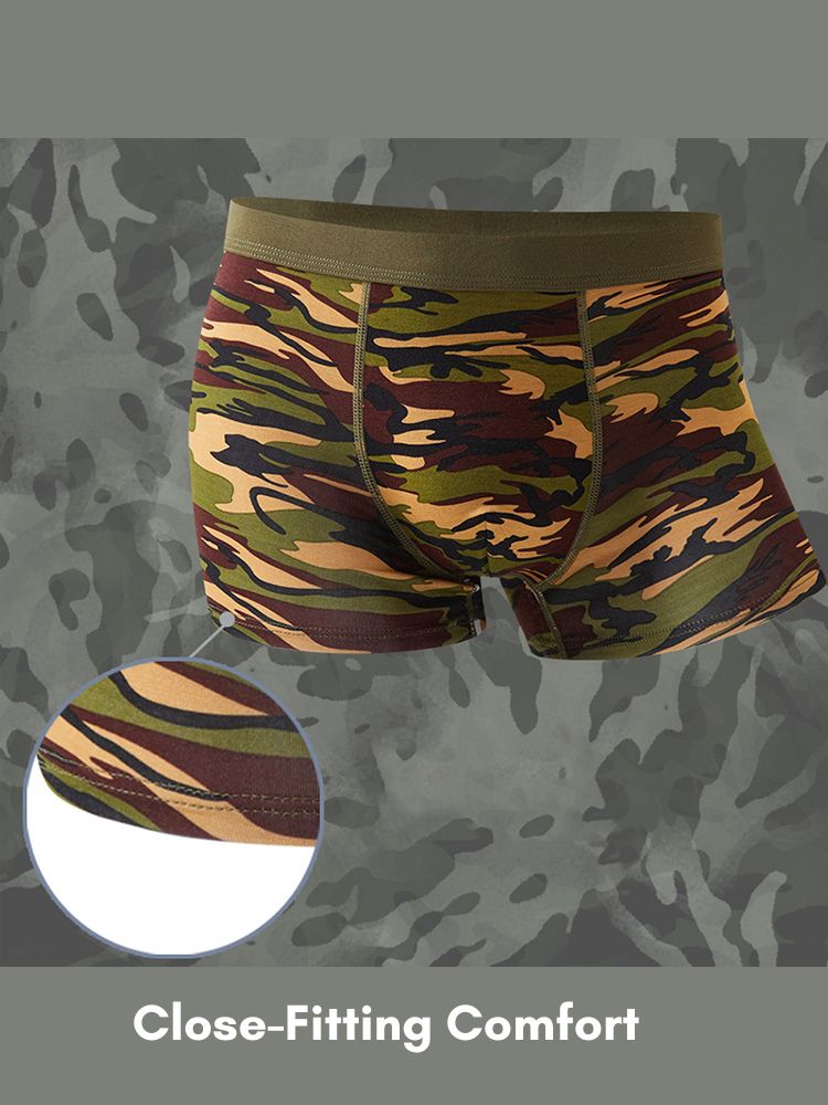 4 Pack Men's Breathable Recycled-Fiber Camo Trunks