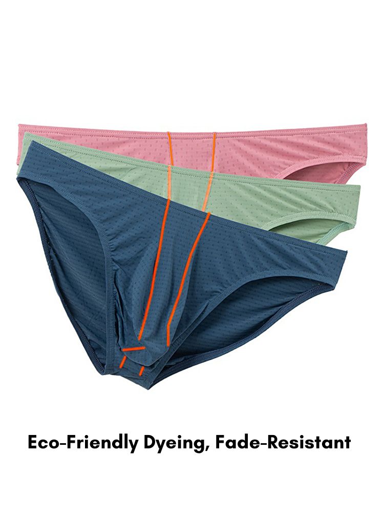 3 Pack Men's Breathable Mesh Sexy Low-Rise Supportive Pouch Bikini
