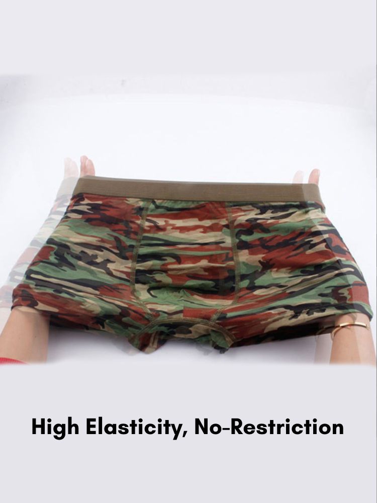 4 Pack Men's Breathable Recycled-Fiber Camo Trunks