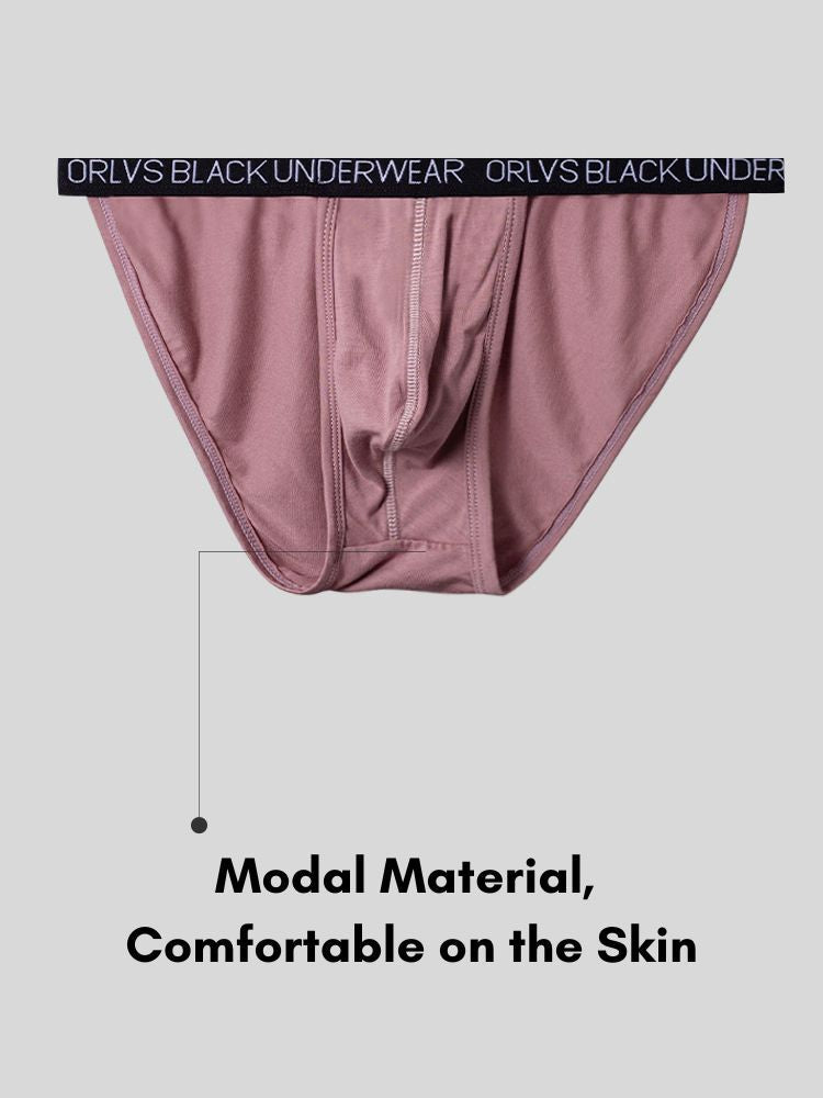 2 Pack Men's Soft Modal Bikini with U-Shaped Pouch and Stretch Waistband