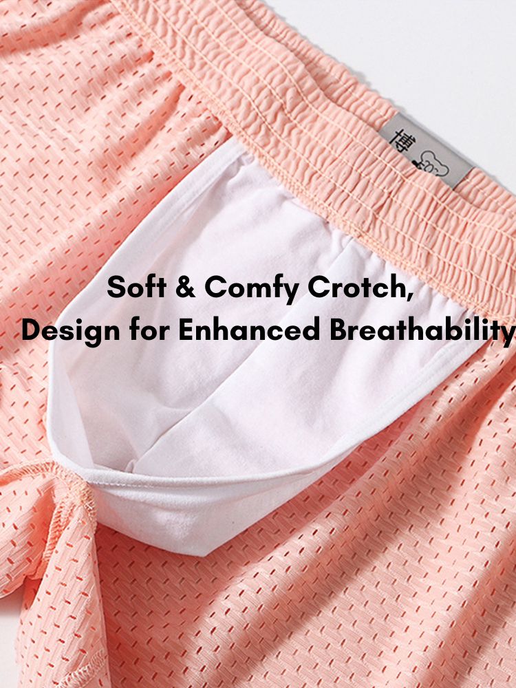 2 Pack Men's Seamless Comfort Quick-Dry Lightweight & Airy Mesh Boxers Shorts