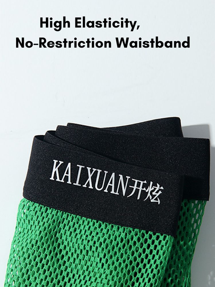 2 Pack Men's Mesh Breathable Solid Color Low-Rise Quick-Dry Fabric Boxers