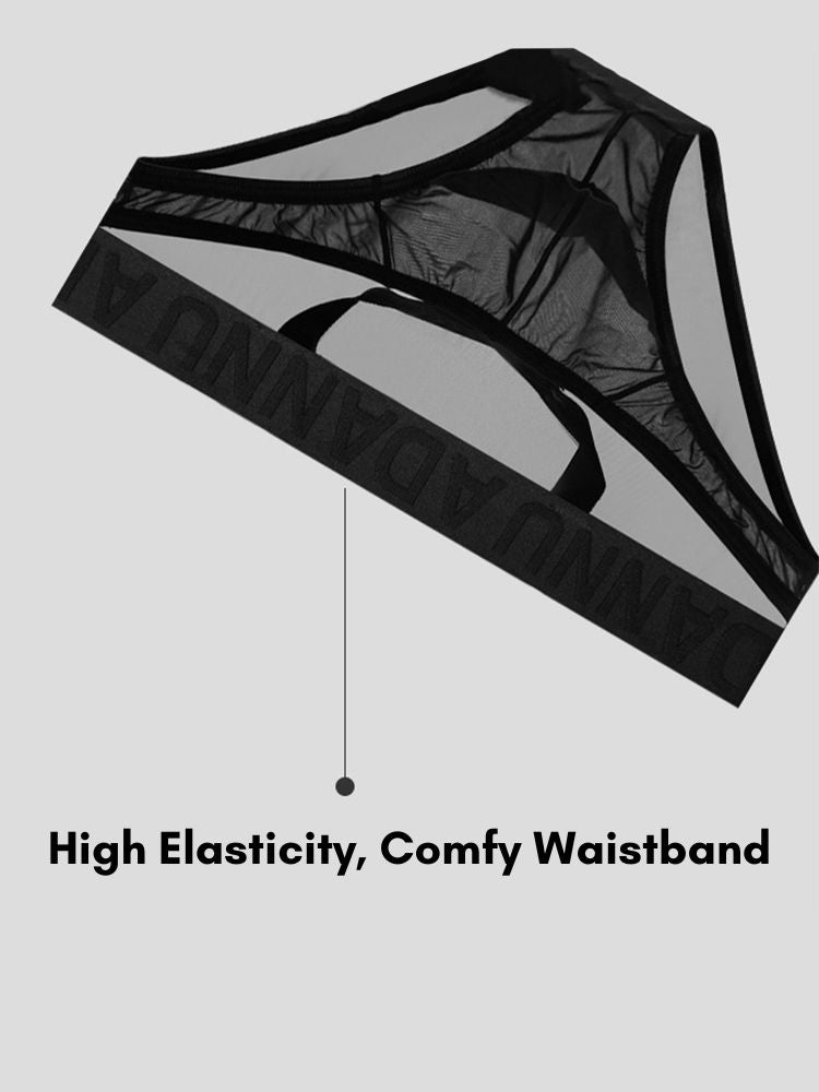 Men's Stretch Solid Color Sexy Crotch Single-Layer Briefs with Support Ring