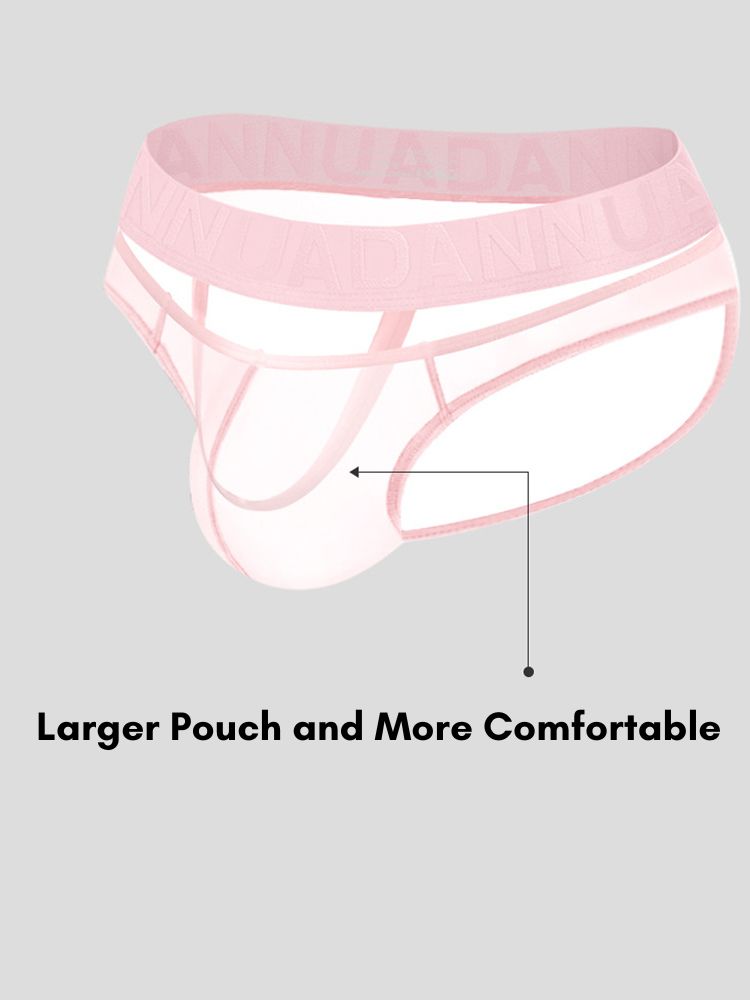Men's Stretch Solid Color Sexy Crotch Single-Layer Briefs with Support Ring