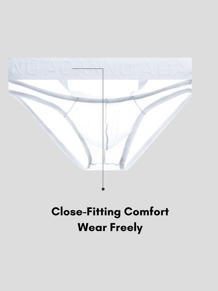 Men's Stretch Solid Color Sexy Crotch Single-Layer Briefs with Support Ring