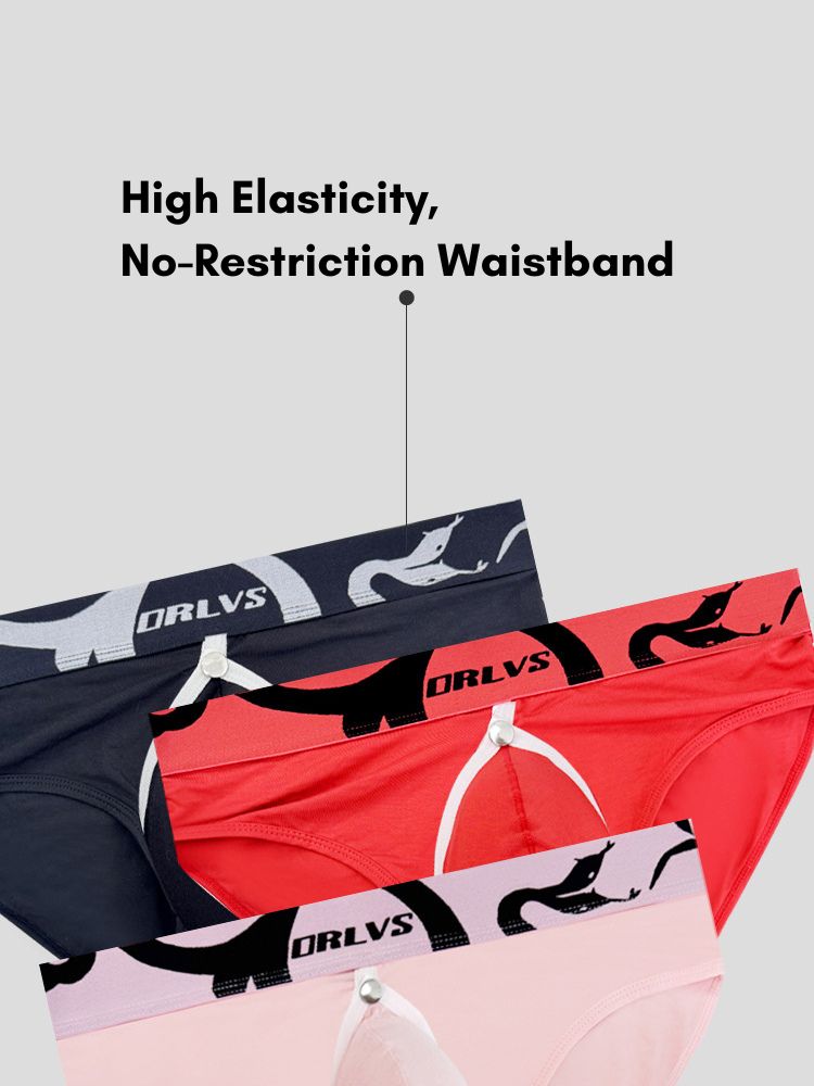2 Pack Men's Detachable Pouch Open-Crotch Breathable Modal Soft Briefs