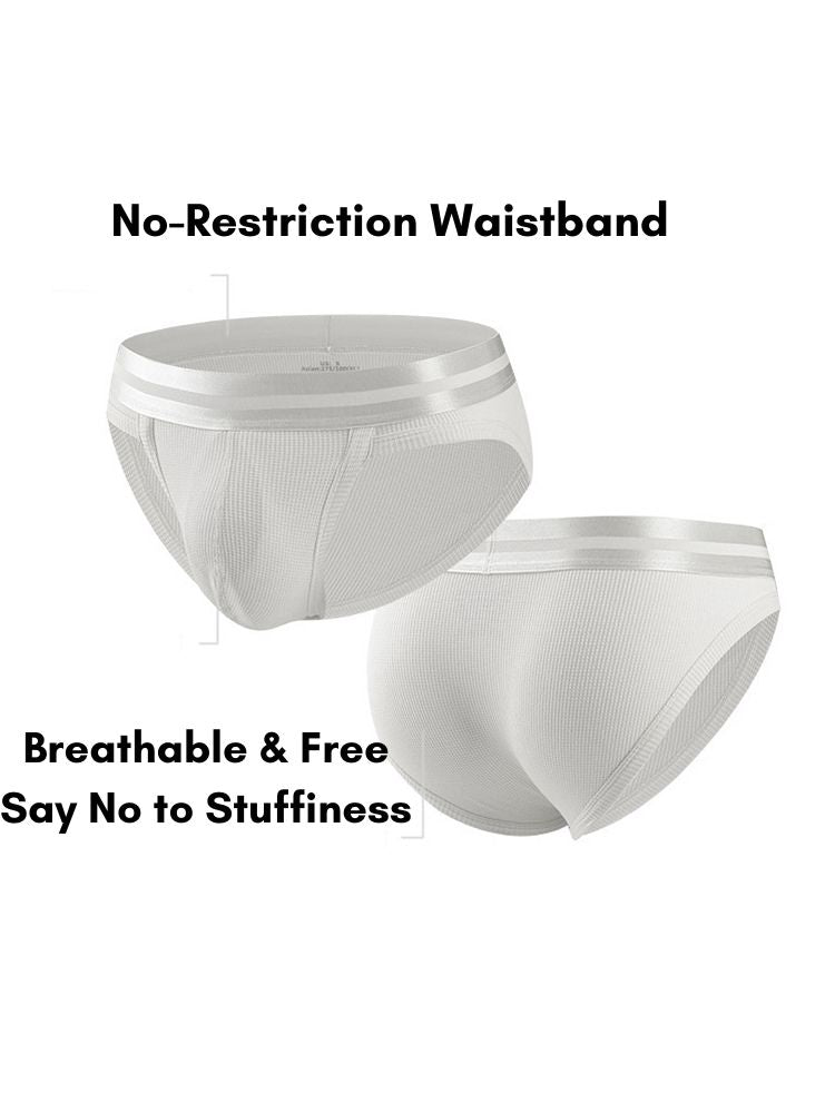 Men's Soft Cotton Blend Waffle Briefs with Separate Pouch and High-Leg Cut