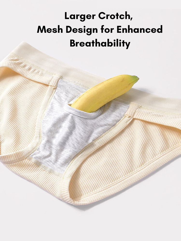 Men's Soft Cotton Blend Waffle Briefs with Separate Pouch and High-Leg Cut