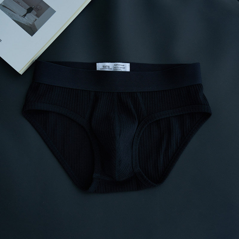Men's Solid Color Breathable Threaded Stretch Underwear