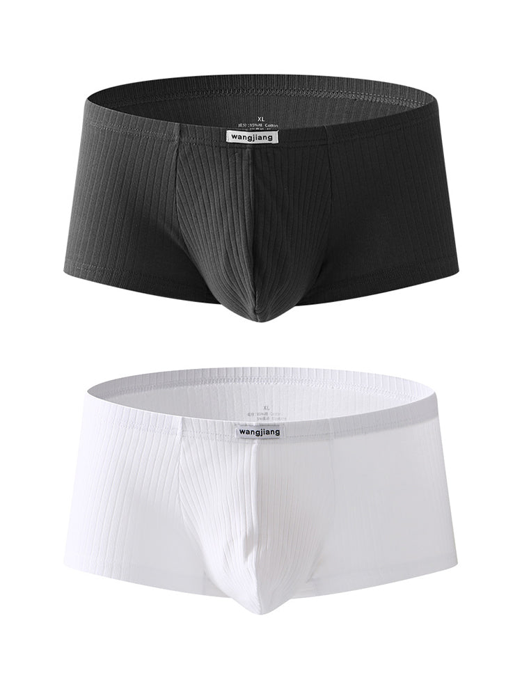 2 Pack Premium Cotton Double-Layered Gusset Breathable U-Pouch Trunks