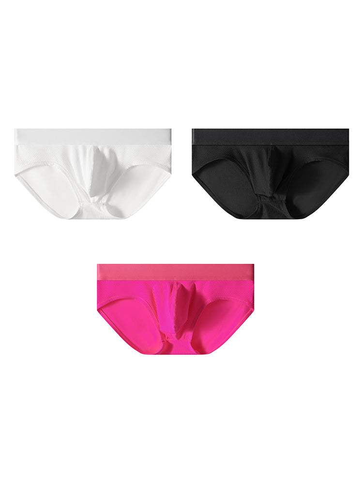 3 Pack Men's Solid Color Large U-Pouch Sporty Cut Odor-Resistant Soft Briefs