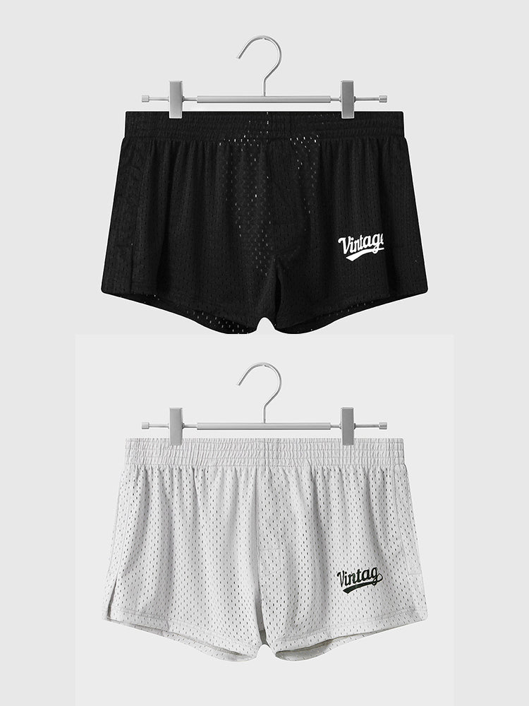 2 Pack Men's Seamless Comfort Quick-Dry Lightweight & Airy Mesh Boxers Shorts