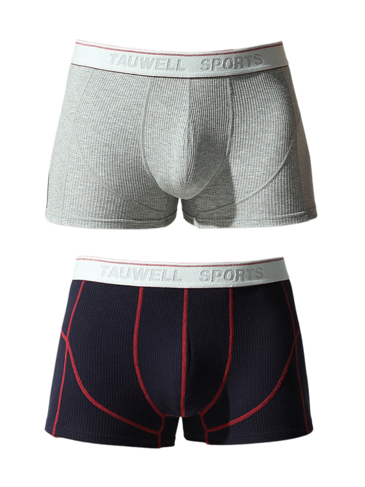 2 Pack Men's Mid-Rise Solid Color Seamless Soft & Comfort Stretch Fit Trunks