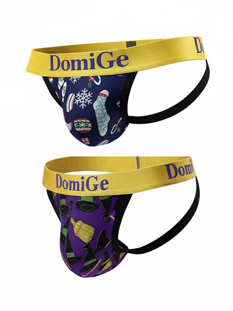 2 Pack Men's Fun Print Breathable Low-Rise Jockstrap