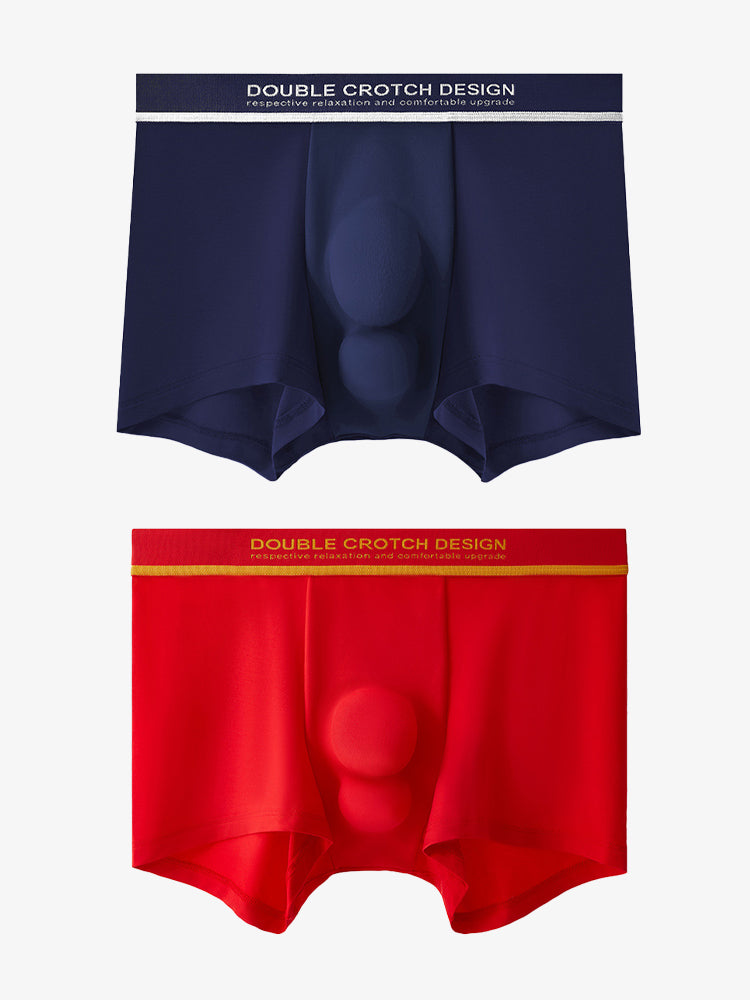 2 Pack Men's Ultra-Soft Modal Double Supportive Pouch Skin-Friendly Soft Trunks