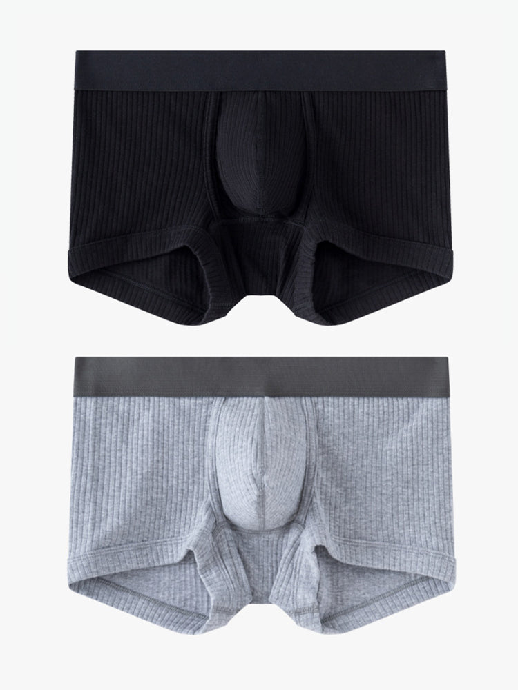 2 Pack Men's Ultra-Soft Premium Pure Cotton Comfy Waistband Seamless Trunks