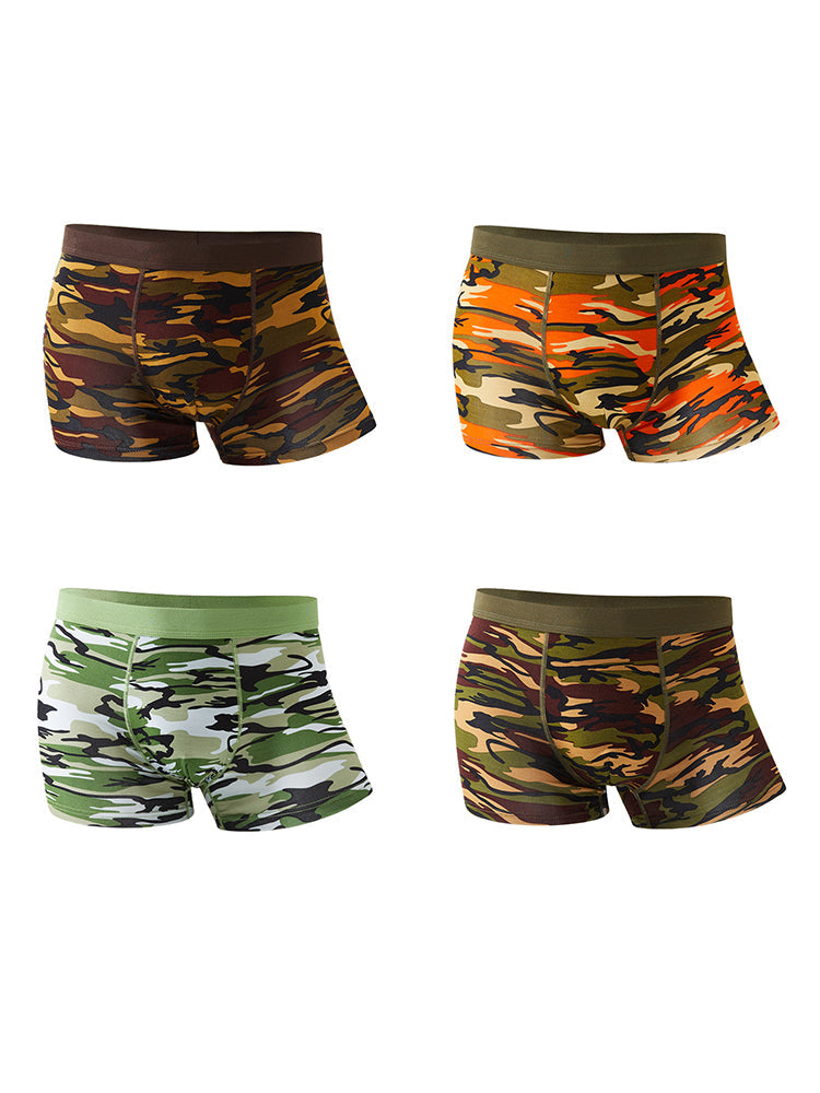 4 Pack Men's Breathable Recycled-Fiber Camo Trunks