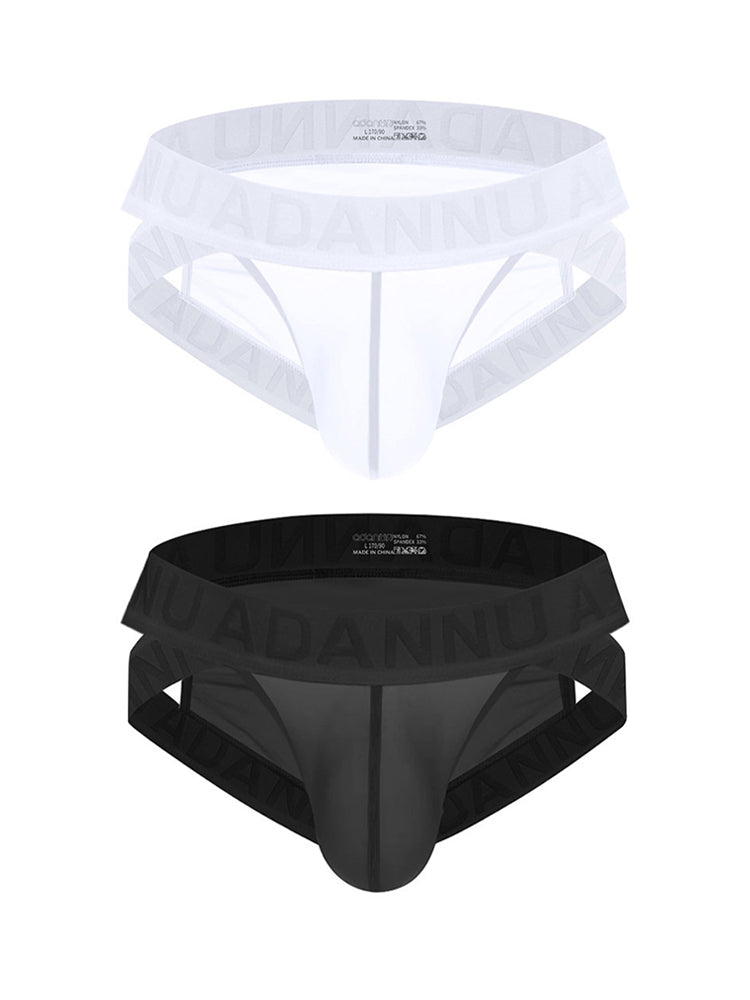 2 Pack Men's Sexy Odor-Control Stretch Fit Semi-Transparent Sporty Cut Bikini
