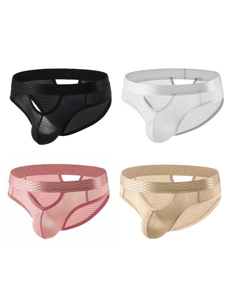 4 Pack Men's Sexy Striped Design Day-Long Comfort Soft-Touch Waistband Bikini
