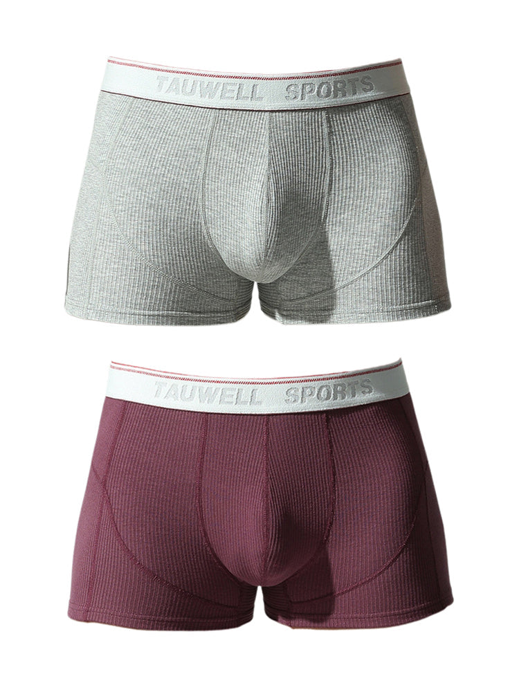 2 Pack Men's Mid-Rise Solid Color Seamless Soft & Comfort Stretch Fit Trunks